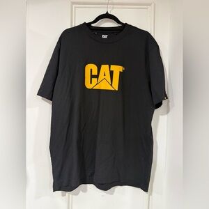 Caterpillar Black Tee with Yellow Logo